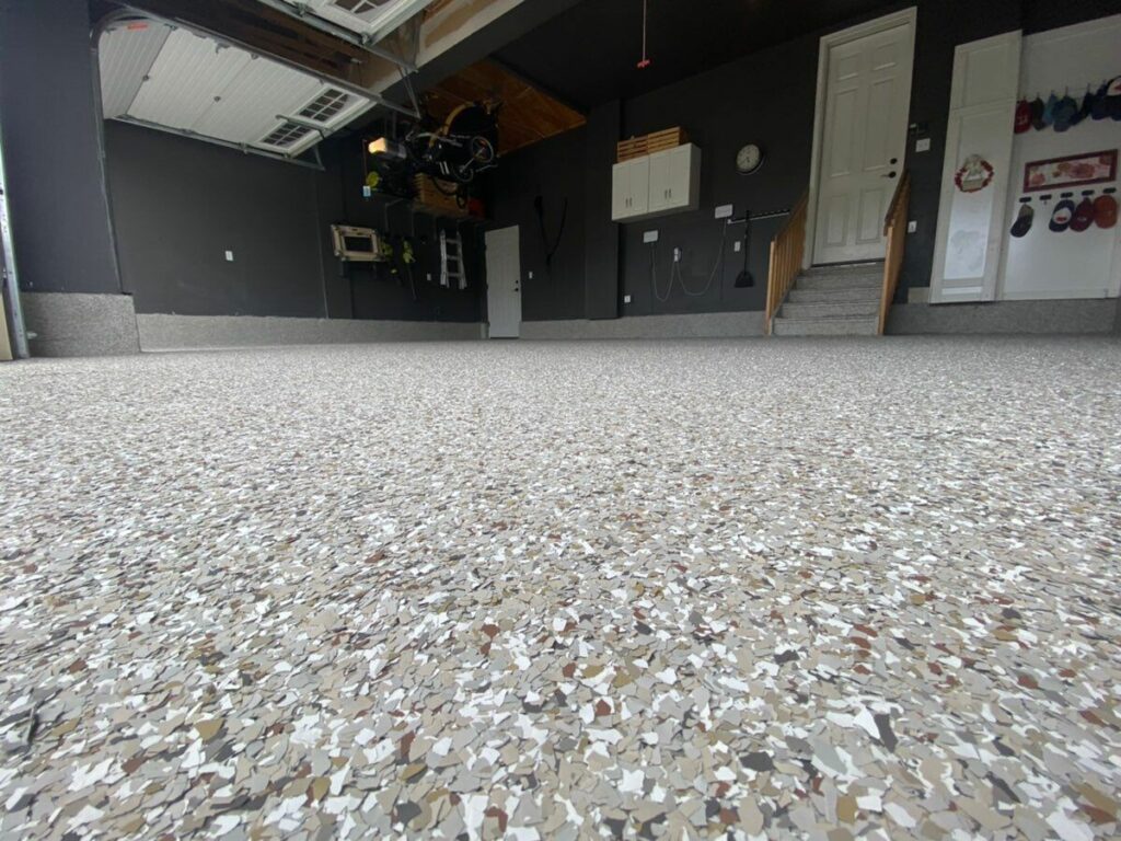 Flake epoxy flooring — colorful decorative chips